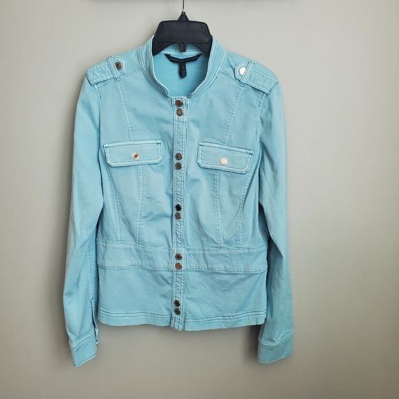 White House Black Market Women's Tinted Bermuda Blue Jacket Size 12 - Picture 3 of 16